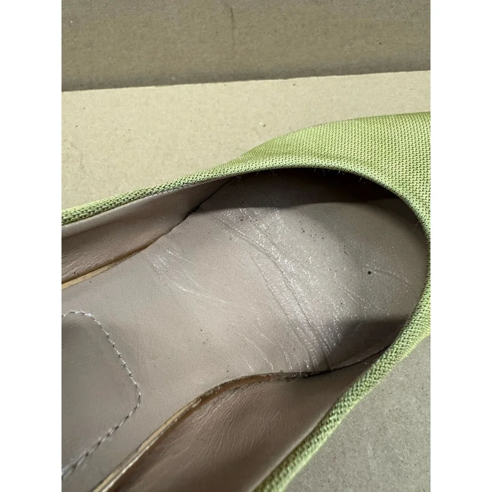 Dries Van Noten Pointed Toe Leather Pumps Green Womens‎ Size 37 EU